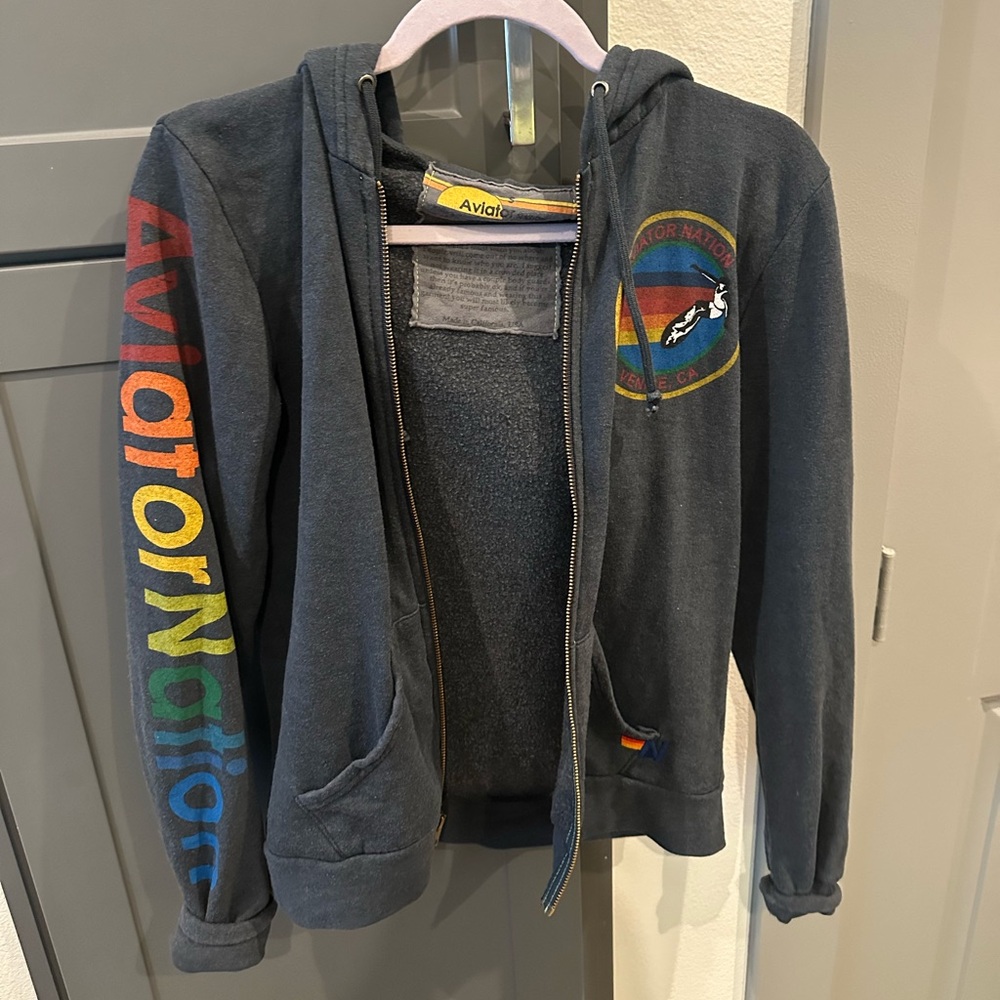 Aviator Nation Rainbow Logo Jacket - navy